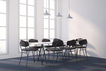White dining room corner, minimalism