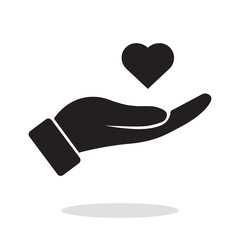 Heart in hand icon, health symbol, vector illustration flat design