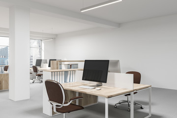 White open space office side view