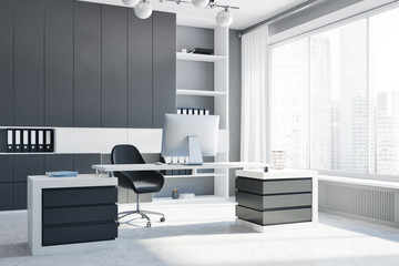 White and black company manager office corner