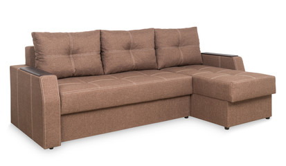 Brown sofa isolated on a white background.