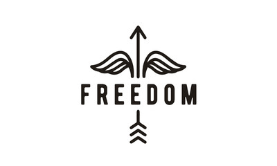 Flying Arrow Arrowhead Wings Vintage Retro Hipster Freedom logo design inspiration