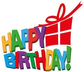 multi colored happy birthday greeting card with gift box