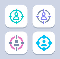 Target On Person - Neon & LED Icons. A set of 4 professional, pixel-perfect icons 