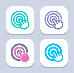 Hand Click - Neon & LED Icons. A set of 4 professional, pixel-perfect icons 