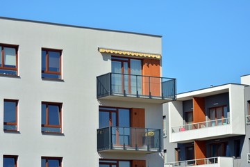 Contemporary residential building exterior in the daylight