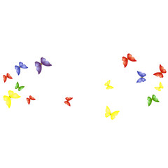 Summer Background with Colorful Butterflies. Simple Feminine Pattern for Card, Invitation, Print. Trendy Decoration with Beautiful Butterfly Silhouettes. Vector Background with Moth