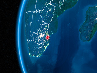 Swaziland on Earth at night