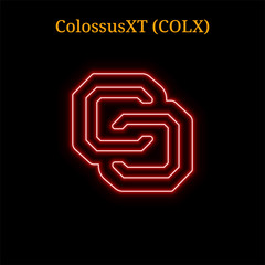 Red neon ColossusXT (COLX) cryptocurrency symbol