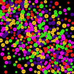 Vector Confetti Background Pattern. Element of design. Colored buttons on a black background
