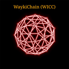 Red neon WaykiChain (WICC) cryptocurrency symbol