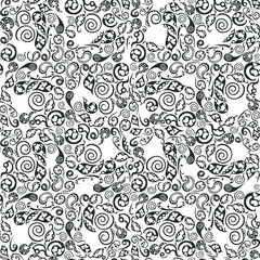 Doodle black and white seamless pattern. Abstract vector illustration.