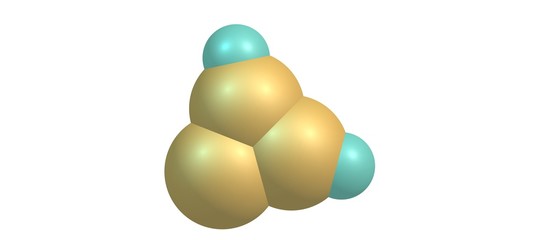 Cyclopropenylidene molecular structure isolated on white background