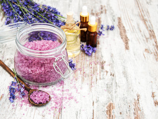 Fototapeta na wymiar Lavender and massage oil