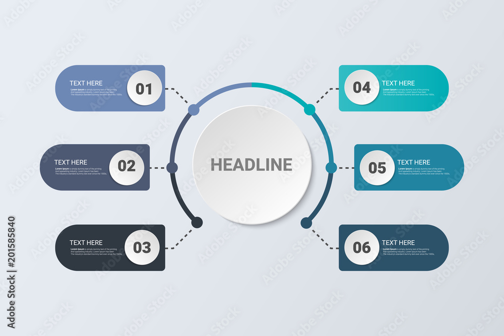 Poster infographic concept. flow chart design. business concept with 6 options, steps or processes.
