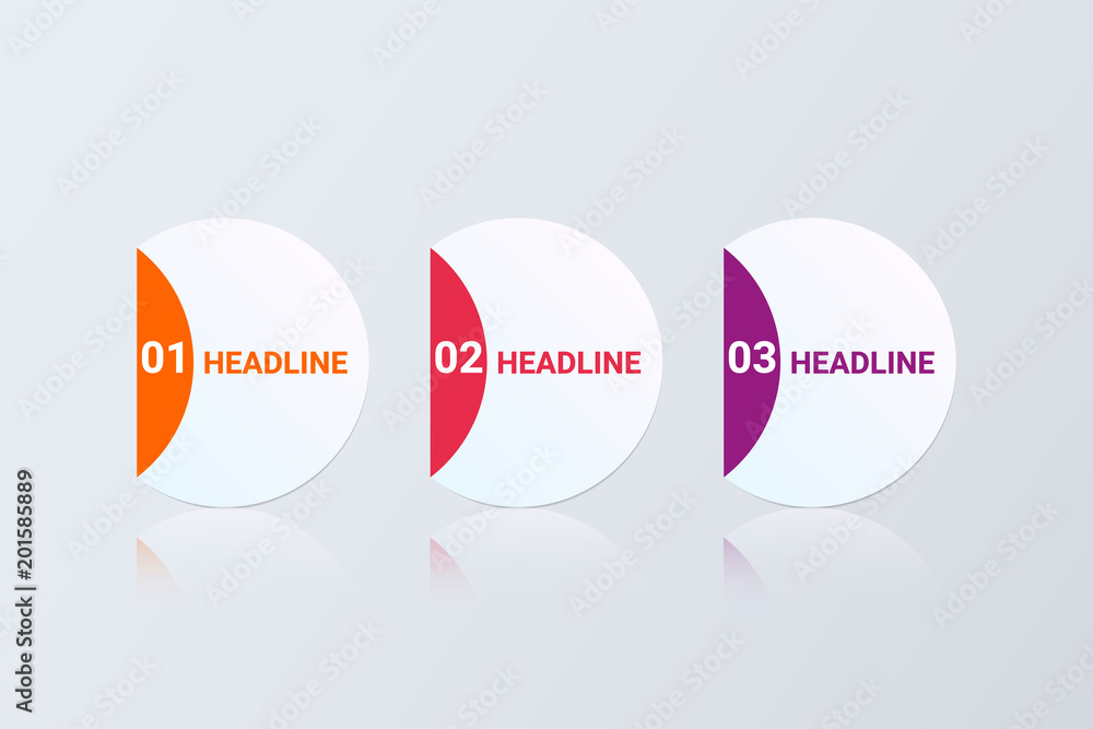 Poster Abstract 3D Infographic Template with 3 steps. Business circle template with options for brochure, diagram, workflow, timeline.