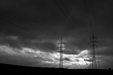 High voltage in sunset