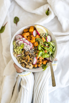 Instagram Vegan Buddha Bowl with Avocado, Mushrooms and Veggies