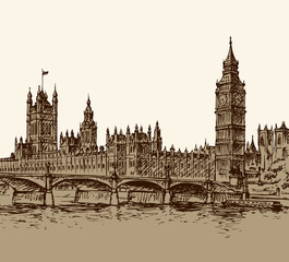 Fototapeta na wymiar Big Ben. Vector drawing