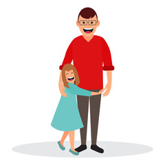 Father and daughter. Flat illustration with family. Happy father's day
