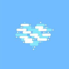 Blue sky with white clouds in the shape of a heart. Vector illustration