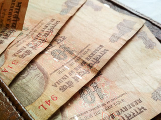 Indian currency money in wallet