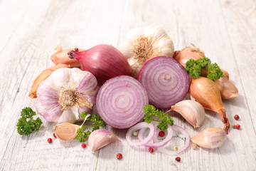 assorted garlic and onion