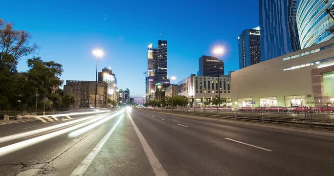 Timelapse on aleja Jana Pawla II in Warsaw