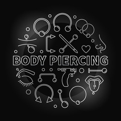 Body Piercing round vector silver illustration in outline style
