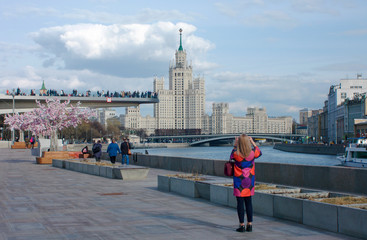 spring embankment of the Moscow Kremlin city view