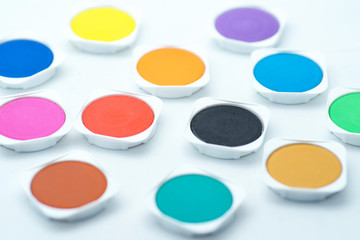 Watercolor paint palette.