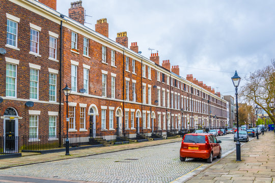 Brick houses in Liverpool, England