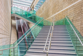 View of a zigzag staircase in Liverpool, England