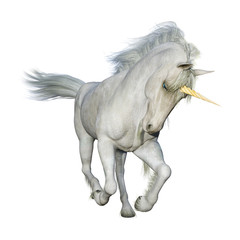 3D Rendering Fairy Tale White Unicorn on White © photosvac
