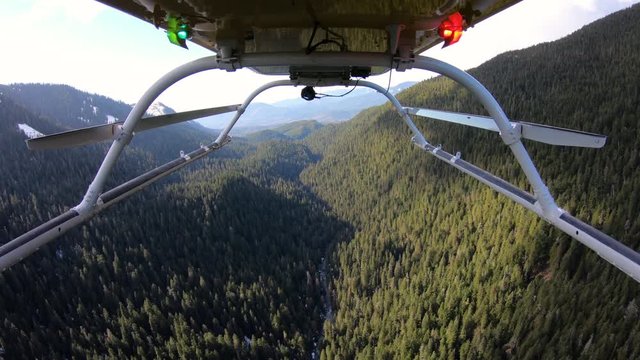 Helicopter Above Wilderness River Untouched Forest Environment Thicket Shadow Sunlight