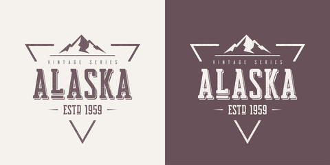 Alaska state textured vintage vector t-shirt and apparel design,