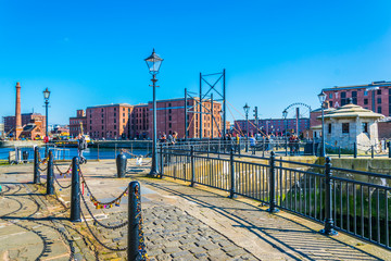 View of albert dock and the pump house in liverpool, England