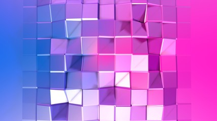 3d rendering low poly abstract geometric background with modern gradient colors. 3d surface with blue red gradient. v1