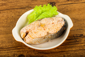 Steamed salmon