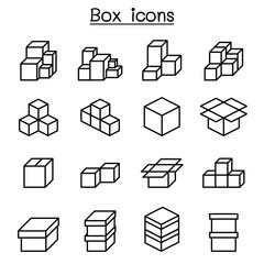 Boxes icon set in thin line style