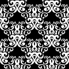 Black and white floral ornament. Seamless pattern