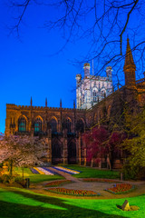 Sunset view of the Chester cathedral, England