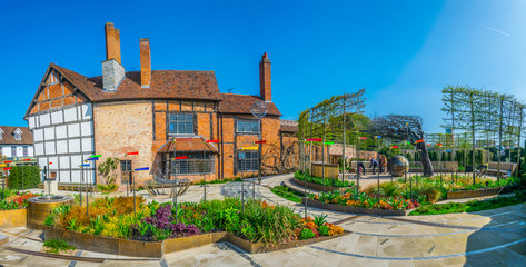 View of the New Place in Stratford upon Avon where William Shakespeare lived, England