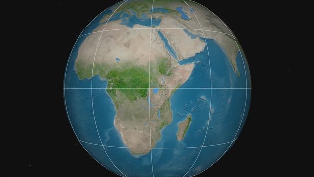 Zoom-in on Kenya extruded. Satellite