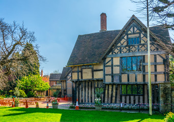 View of the Hall's Croft gardens in Stratford upon Avon, England
