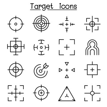 Target & Aim icon set in thin line style