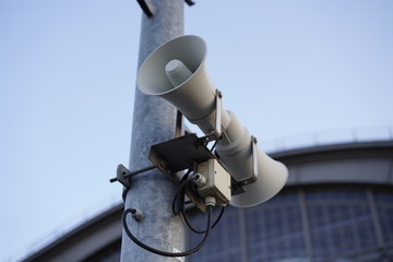 public megaphone at the Central station in Leipzig, Germany