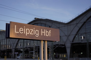 Obraz premium Sign of Central Station Leipzig