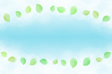木の葉 空 夏 水彩 背景