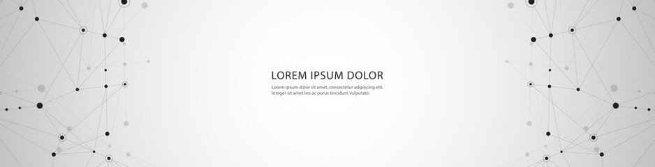 Vector banner design, network connection with lines and dots